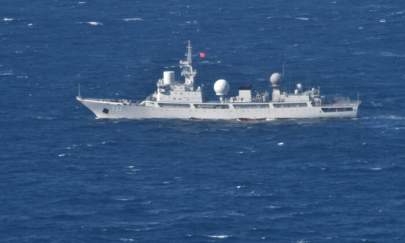 People's Liberation Army (Navy) General Intelligence Ship Tianguanxing (AGI-797) transits through the Arafura Sea on the morning of July 11, 2021 (Supplied: Australian Department of Defence)