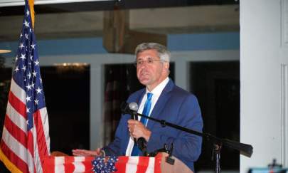 Stephen Moore, former senior economic adviser to former President Donald Trump and senior economist at FreedomWorks, speaks at a Freedom Festival banquet at the Rusty Rudder restaurant in Dewey Beach, Del., on Oct. 7, 2022. (Lily Sun/The Epoch Times)