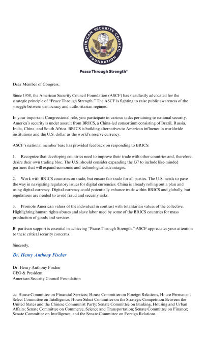 Letter to congress- BRICS