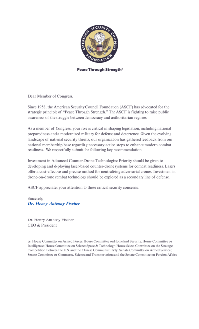 Letter to congress- Drones 1 point