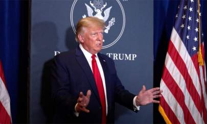 Donald Trump, 45th President of the United States, answers questions at a press conference prior to his speech at the Conservative Political Action Conference at The Rosen Shingle Creek in Orlando, Florida, on Feb. 26, 2022. (Tal Atzmon/The Epoch Times)