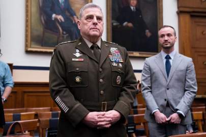 Chairman of the Joint Chiefs of Staff Gen. Mark Milley arrives for a House Armed Services Committee hearing on the fiscal year 2023 defense budget, Tuesday, April 5, 2022, in Washington. (AP Photo/Evan Vucci) 