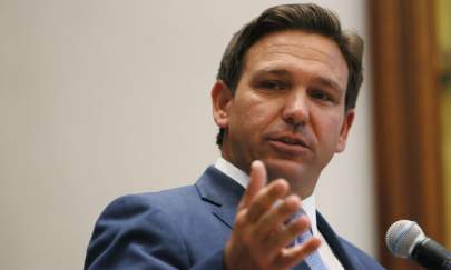 Florida Gov. Ron DeSantis speaks during a press conference at the Shul of Bal Harbour in Surfside, Fla., on June 14, 2021. (Joe Raedle/Getty Images)