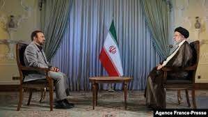 Agence France-Presse : A handout picture provided by the Iranian presidency on Oct. 18, 2021 shows Iranian president Ebrahim Raisi during and interview with an Iranian TV channel. (Iranian Presidency / AFP)