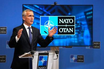 NATO Secretary General Jens Stoltenberg speaks during a media conference after a meeting of national security advisors at NATO headquarters in Brussels, Thursday, Oct. 7, 2021. (AP Photo/Virginia Mayo, Pool) 