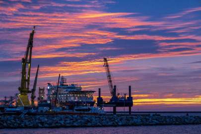 The Russian pipe-laying ship 'Akademik Tscherski' which is on deployment for the further construction of the Nord Stream 2 Baltic Sea pipeline is moored at the port of Mukran on the island of Ruegen, Germany, on Sept. 8, 2020. Russia's natural gas pipeline to Europe is built and ready to flow. But not so fast. The Nord Stream 2 pipeline faces a rocky road ahead. First there's statement by the U.S. secretary of state that gas won't flow if Russia launches military aggression against Ukraine. (Jens Buettner/dpa via AP, File) THE ASSOCIATED PRESS